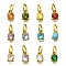 304 Stainless Steel Rhinestone Charms, Ion Plating(IP), Flat Round Charms, Mixed Color, 8x5.5x3.5mm, Hole: 4.5x3mm