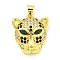 Brass Micro Pave Cubic Zirconia Pendants, Cadmium Free & Nickel Free & Lead Free, Leopard Head Charms, Real 18K Gold Plated, 22.5x19x6.5mm, Hole: 4x3mm