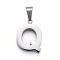 Non-Tarnish 304 Stainless Steel Letter Pendants, Manual Polishing, Alphabet, Stainless Steel Color, Letter.Q, 18.5x11.5x3.5mm, Hole: 6.5x3.5mm