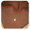 304 Stainless Steel Box Chain Necklaces, 201 Stainless Steel Rectangle Initial Pendant Necklaces for Women, Real 18K Gold Plated, Letter C, 15.75 inch(40cm)