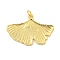 Rack Plating Brass Pendants, with Jump Ring, Cadmium Free & Lead Free, Long-Lasting Plated, Ginkgo Leaf, Real 18K Gold Plated, 20.5x30x2mm, Hole: 3mm