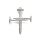 Brass Micro Pave Clear Cubic Zirconia Pendants, Cross Charms, Rack Plating, Long-Lasting Plated, Lead Free & Cadmium Free, Platinum, 27x21.5x6.5mm, Hole: 1.4mm