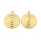 PVD Vacuum Plating 304 Stainless Steel Pendants, with Crystal Rhinestone, Flat Round Charms, Real 18K Gold Plated, 17.5x15.5x1.9mm, Hole: 1.2mm
