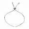 Rack Plating Adjustable Brass Slider Bracelet Making, with Cubic Zirconia, Long-Lasting Plated, Platinum, Single Chain Length: about 11.8~12.2cm