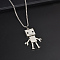 Alloy Robot Pendant Necklaces, 304 Stainless Steel Box Chain Necklaces, Platinum & Stainless Steel Color, 27.56 inch(70cm)