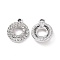 Alloy Crystal Rhinestone Pendants, Flat Round Charms, Platinum, 17x14x4mm, Hole: 2mm