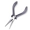 45# Carbon Steel Jewelry Pliers, Long Chain Nose Pliers, Ferronickel, Black, 152x77x17mm