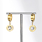 Stainless Steel Dangle Hoop Earring for Women, Flat Round with Roman Numerals, Real 18K Gold Plated, 25x13mm