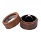 Round Wood Ring Storage Boxes, Wooden Wedding Ring Gift Case with Velvet Inside and Visible Window, for Wedding, Valentine's Day, Black, 50x35mm