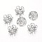 Tarnish Resistant 5-Petal 316L Surgical Stainless Steel Bead Caps, Surgical Stainless Steel Color, 10x4.5mm, Hole: 1mm