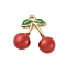 304 Stainless Steel Pendants, with Enamel, Cherry Charm, Golden, Red, 15x15x5mm, Hole: 1.5mm