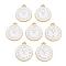 Clock Alloy Enamel Pendants, White, 17x14.5x1.5mm, Hole: 1.5mm