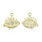 Rack Plating Alloy Pendants, with Crystal Rhinestone, Eye, Cadmium Free & Nickel Free & Lead Free, Light Gold, 22x20.5x2mm, Hole: 2mm