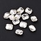 Glass Rhinestone Cabochons, Pointed Back & Silver Back Plated, Rectangle, Crystal, 10x8x4mm