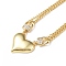 Clear Cubic Zirconia Heart with Padlock Pendant Necklace, Brass Jewelry for Women, Cadmium Free & Lead Free, Real 18K Gold Plated, 15.75 inch(40cm)