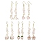 Natural Quartz Crystal Chips Dangle Earrings, Alloy Enamel Drop Earrings with Brass Pins, Mixed Shapes, 60~69x10~16.5mm