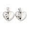 Brass Micro Pave Clear Cubic Zirconia Pendants, Cadmium Free & Nickel Free & Lead Free, with Shell, Heart, Platinum, 11x12x3mm, Hole: 4x2mm