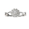 Brass Micro Pave Clear Cubic Zirconia Fold Over Clasps, Rack Plating, Long-Lasting Plated, Lead Free & Cadmium Free, Flower, Platinum, 35mm