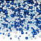 2 Sets Plastic Beads, No Hole, Round, Blue, 3~7.5mm, about 750~1000pcs/set