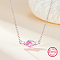 S925 Sterling Silver Cubic Zirconia Horse Eye Pendant Necklace, Elegant and Versatile for Women, Silver, Pink, 15.75 inch(40cm)