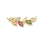 Rack Plating Brass with Cubic Zirconia Pendants, Long-Lasting Plated, Lead Free & Cadmium Free, Leaf Charms, Real 18K Gold Plated, 14.5x35.5x2.5mm, Hole: 1.4mm