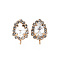 Brass Stud Earring Findings, with Glass, Long-Lasting Plated, Cadmium Free & Nickel Free & Lead Free, Faceted, Teardrop, Light Gold, 17x11mm, Hole: 1.4mm, Pin: 0.8mm