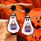 Cute White Ghost Stud Earrings, with Skeleton Head Tombstone Halloween Theme, Lavender, 48x32mm