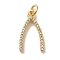 Rack Plating Brass Micro Pave Cubic  Zirconia Pendant, Long-Lasting Plated, Cadmium Free & Lead Free, Wishbone, Real 18K Gold Plated, 18x10.5x2mm, Hole: 3mm