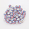 Independence Day Printed Wood Beads, Round, White, Stripe Pattern, 16mm