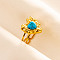 304 Stainless Steel Cuff Ring for Unisex, Fashion Adjustable Love Heart Ring, Golden, Inner Diameter: 17mm