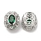 Brass with Glass Multi-Strand Links, Cadmium Free & Nickel Free & Lead Free, Hollow Oval, Platinum, Green, 11.5x9.5x7mm, Hole: 1.8mm