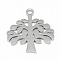 Non-Tarnish 201 Stainless Steel Pendants, Tree of Life, Stainless Steel Color, 19.5x18x1mm, Hole: 2mm