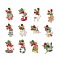Christmas Theme Alloy Enamel Pendants, with Glass Beads and Jump Ring, Mixed Shapes, Mixed Color, 15~31x15~22.5x1~2.5mm, Hole: 4.5mm, 12pcs/set