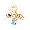 Brass Micro Pave Clear Cubic Zirconia European Dangle Charms, with Colorful Enamel, Large Hole Pendants, Cadmium Free & Lead Free, Real 18K Gold Plated, Luggage, 29mm, Pendant: 12~15x6.5~7x4~5.5mm, Hole: 4.5mm