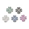 Brass Micro Pave Cubic Zirconia Slide Charms, Long-Lasting Plated, Clover, Platinum, 13x13x4mm, Hole: 1.5x2mm