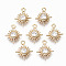 Brass Micro Pave Cubic Zirconia Charms, Light Gold, Long-Lasting Plated, Cadmium Free & Lead Free, Sun, Clear, 13.5x11x3mm, Hole: 1.2mm