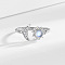 Brass Micro Pave Clear Cubic Zirconia Open Cuff Rings for Women, Star and Moon, with Glass, Platinum, 9.5mm, US Size 6(16.5mm)