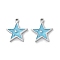 304 Stainless Steel Enamel Charms, Stainless Steel Color, Star Charm, Light Sky Blue, 13x12x1.5mm, Hole: 1mm
