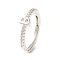 Clear Cubic Zirconia Initial Letter Adjustable Ring, Platinum Brass Jewelry for Women, Cadmium Free & Lead Free, Letter.B, Inner Diameter: 18mm