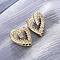Heart Brass Micro Pave Clear Cubic Zirconia Stud Earrings, Long-Lasting Plated, Lead Free & Cadmium Free, Real 18K Gold Plated, 22x19mm