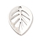 Rack Plating Brass Pendants, Long-Lasting Plated, Leaf Charm, Platinum, 13.5x11x0.8mm, Hole: 1.2mm