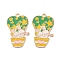 Animal Forest Theme Zinc Alloy Enamel Pendants, Light Gold Charms, Yellow, 30x19x1mm, Hole: 2mm