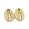Ion Plating(IP) 304 Stainless Steel Charms, Cowrie Shell Shape Charm, Real 18K Gold Plated, 11.5x8x2mm, Hole: 2x9mm