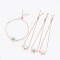 Adjustable Brass Bolo Bracelets, Slider Bracelets, Box chains, with Synthetic Opal, Turtle, Rose Gold, Mixed Color, 9-1/2 inch(24cm)x1mm