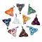 Triangle Knot Natural & Synthetic Mixed Stone Pendants with Brass Clasps, Platinum Metal Color, Mixed Color, 34x33x5.5mm, Hole: 10x4mm