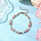 Natural Sunstone Chip Beaded Bracelets for Women, with 304 Stainless Steel Chain Extenders and Glass Bead, 7-3/8 inch(18.6cm)
