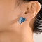 Heart Alloy Clip-on Earrings, Golden, Blue, 22x15mm