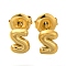 304 Stainless Steel Stud Earrings, Real 14K Gold Plated, Letter S, 7.5x5.5mm