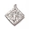 Non-Tarnish 201 Stainless Steel Pendants, Rhombus with Tree of Life, Stainless Steel Color, 30x26.5x2.5mm, Hole: 1.6mm