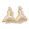 Brass Micro Pave Cubic Zirconia Pendants, Cadmium Free & Lead Free, with Acrylic, Fish Tail, Clear, 34x26x12mm, Hole: 10x4mm